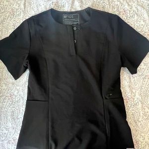 Figs Scrub Top. Black. Style: Bristol Slim Henley